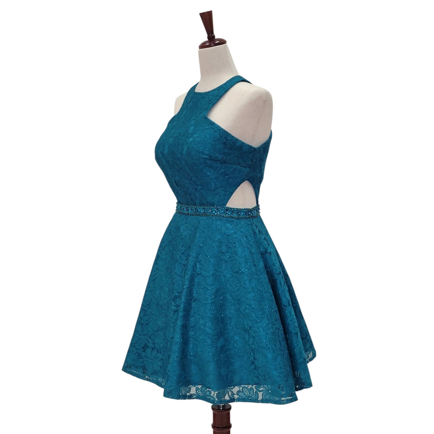 Fun Cutout Short Cocktail Dress in Teal