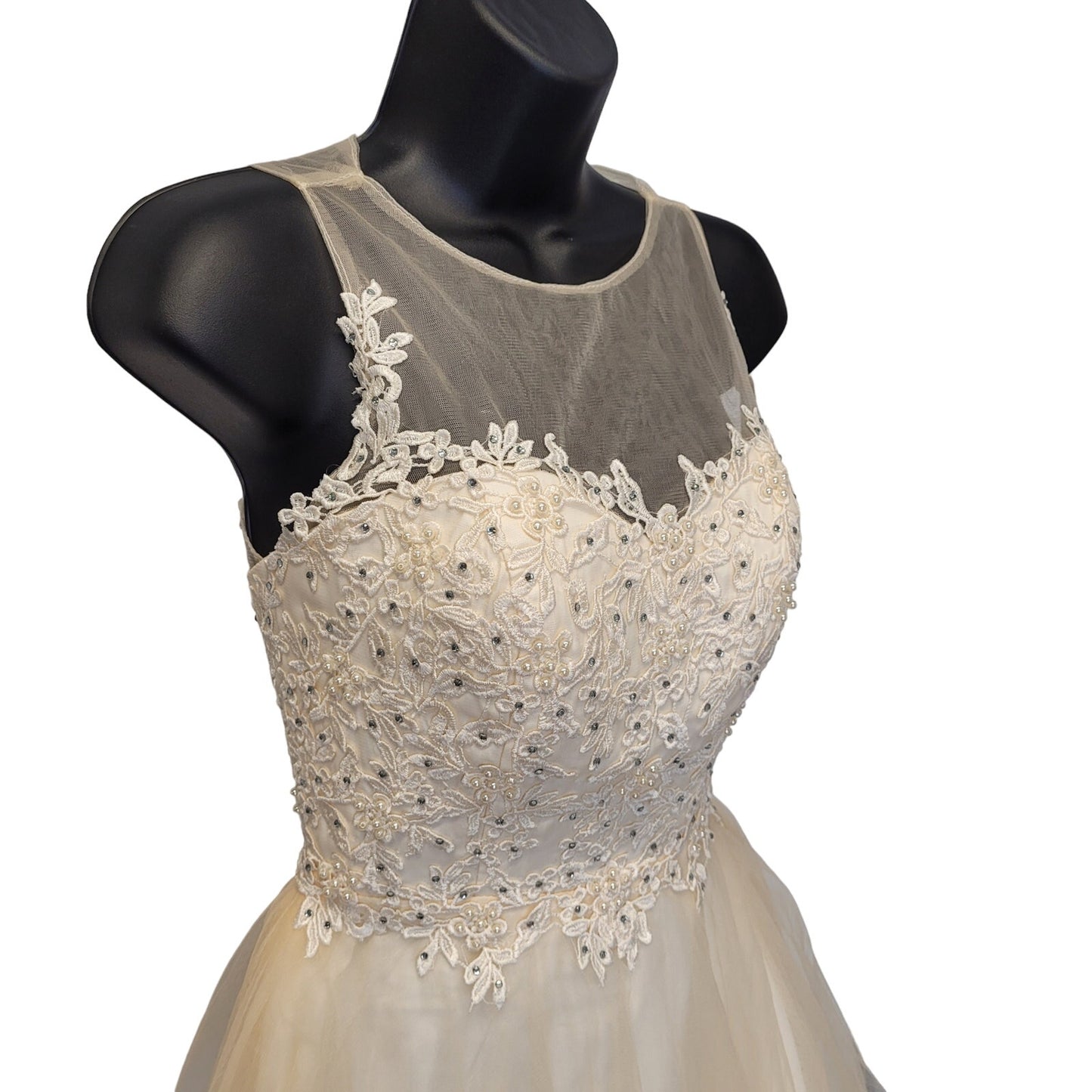 Women's Vanilla Short Mesh Sweetheart Dress