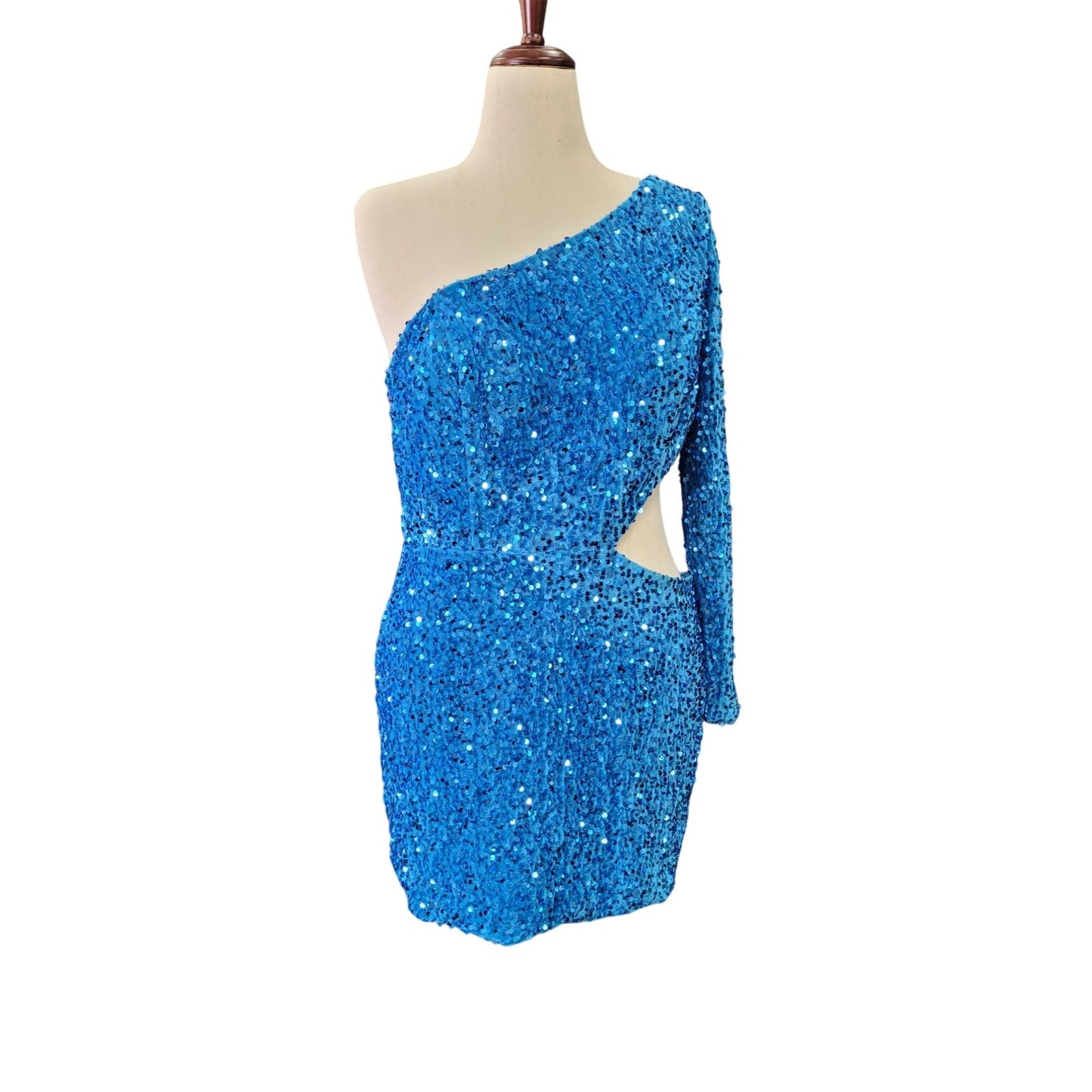 Women's Short Cocktail Dress Size Cutout One Long Sleeve