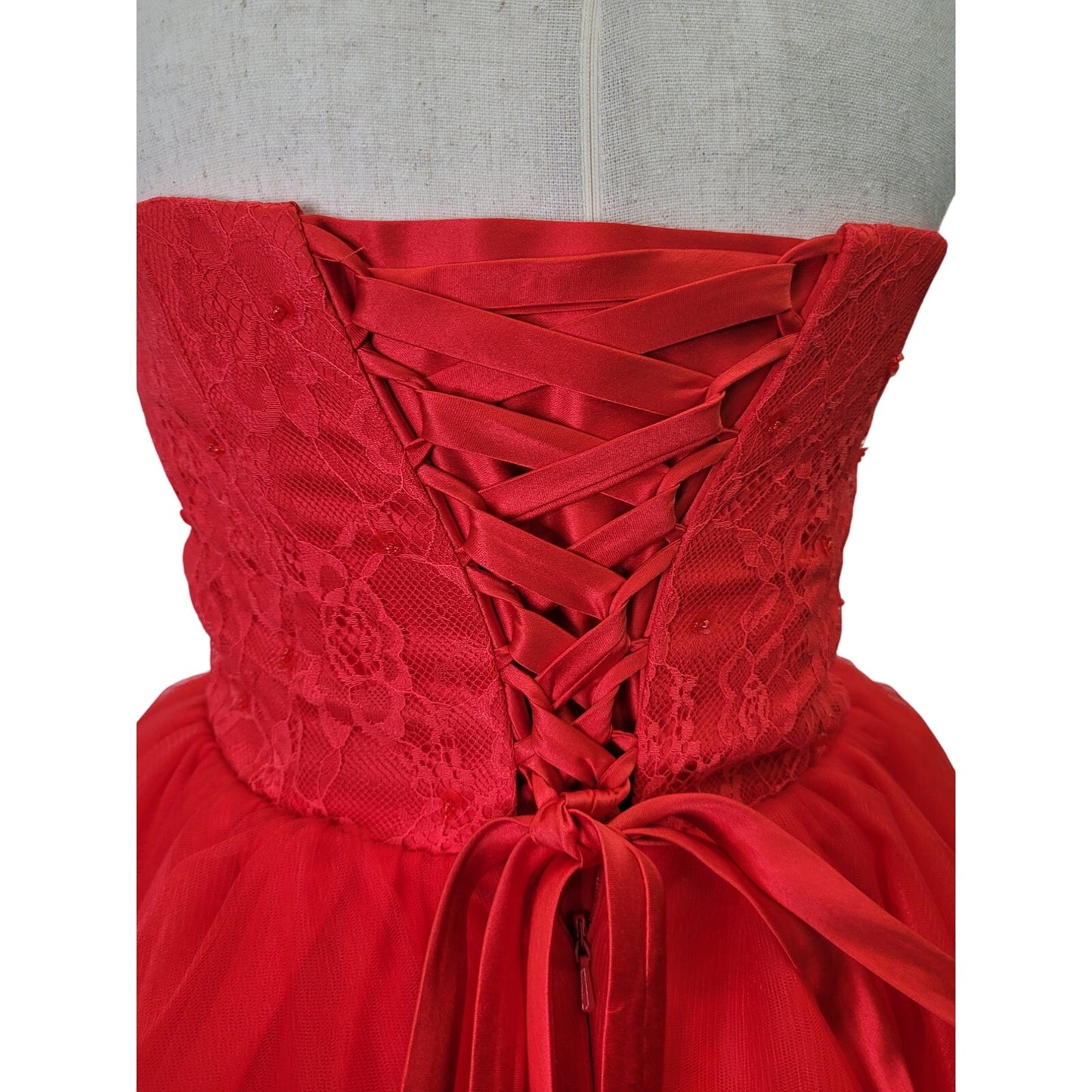 NWT Strapless Bright Red Sweetheart Neckline Short Cocktail Dress Corset Back