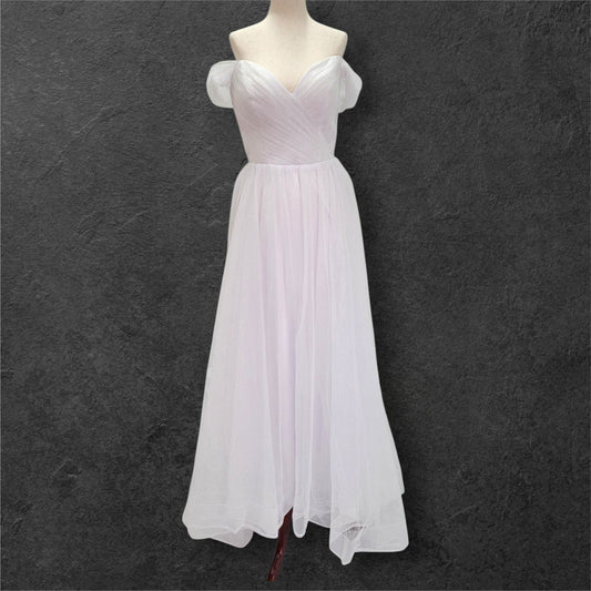 Long Sparkle Ballgown Style Wedding Dress with Off Shoulder Sleeves