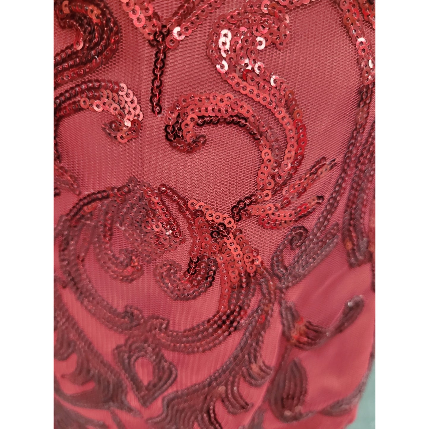 Long Sleeved Patterned Sequin Gown