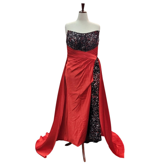 Strapless Satin Evening Gown with Full Corset Back