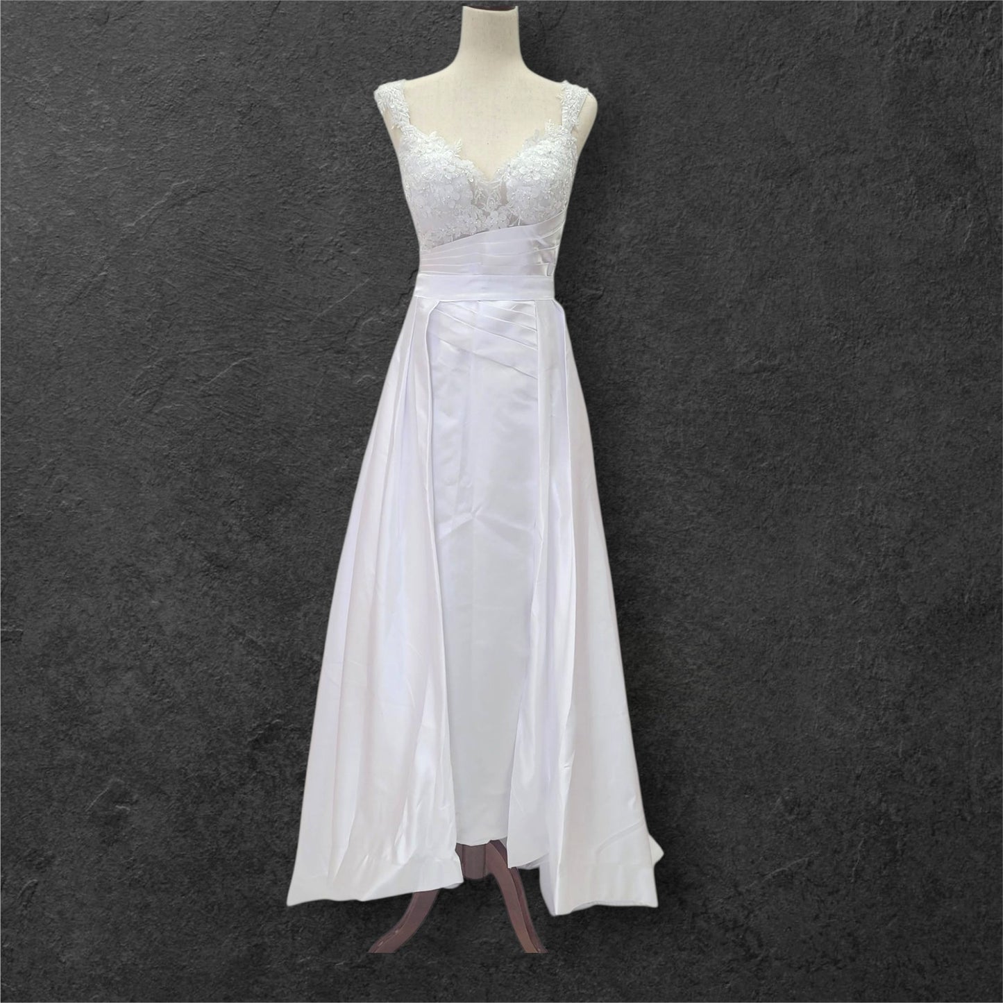 Satin Wedding Dress with Detailed Bust and Detachable Skirt