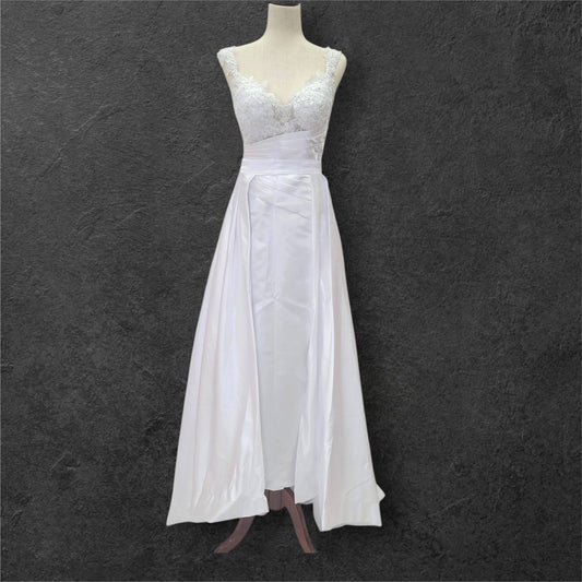 Satin Wedding Dress with Detailed Bust and Detachable Skirt