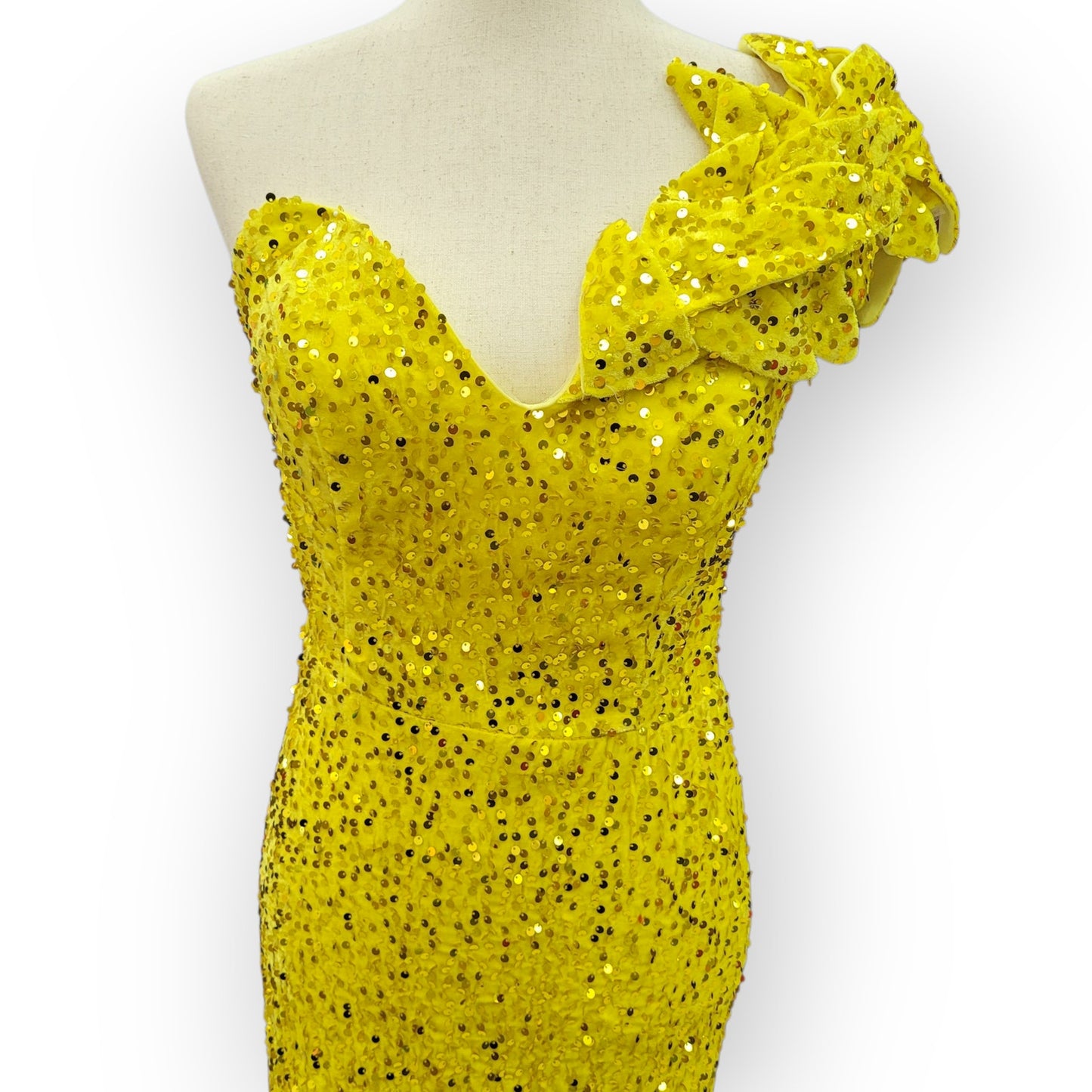 Elegant and Fun Sequin Evening Gown with Decorative Shoulder Strap