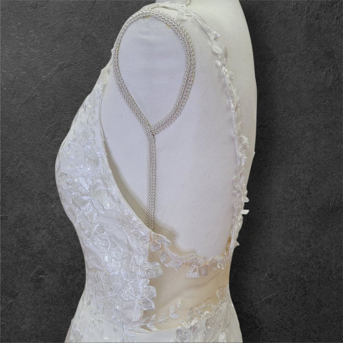A Line Wedding Dress with Train and Long Straps with Low Back