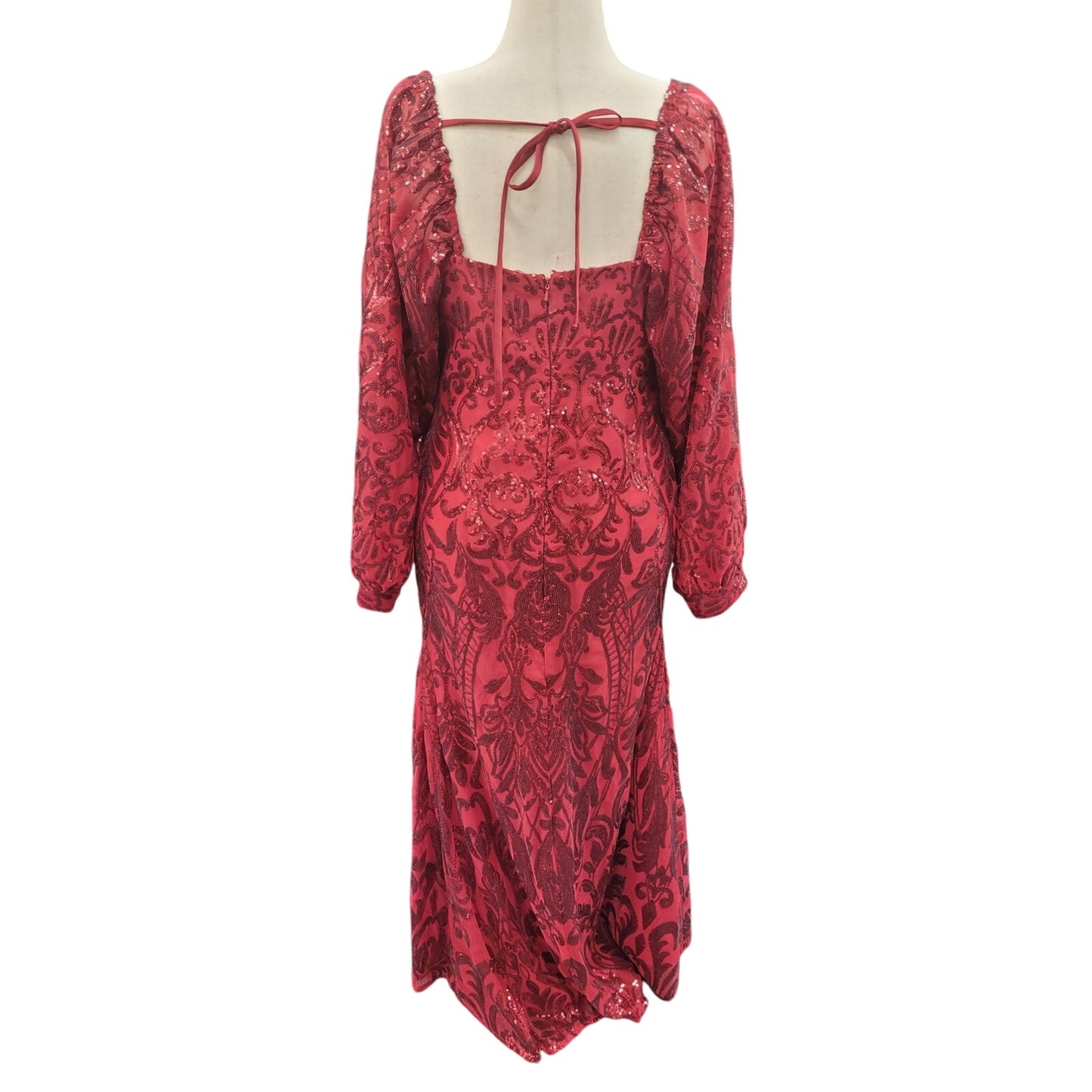 Long Sleeved Patterned Sequin Gown