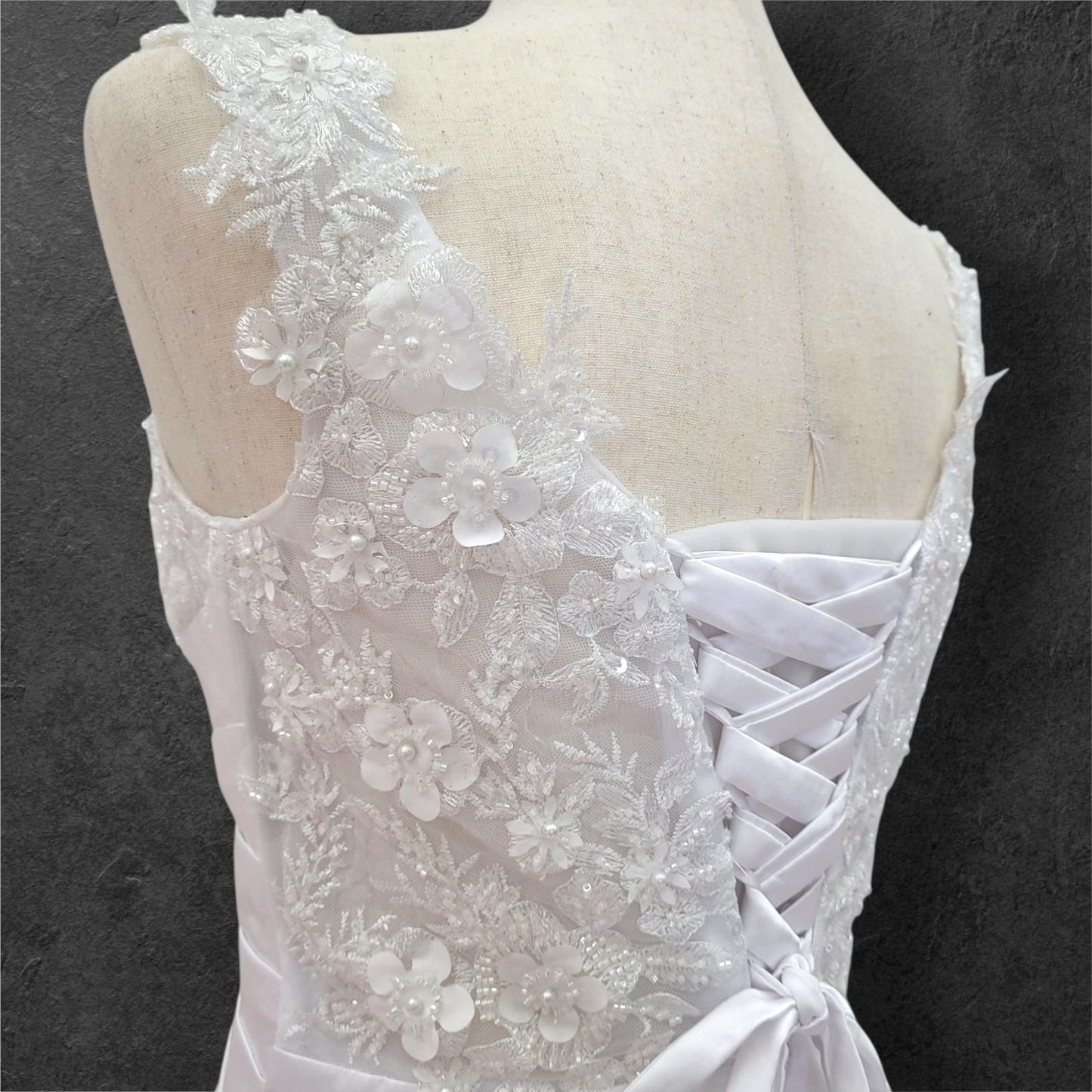 Satin Wedding Dress with Detailed Bust and Detachable Skirt