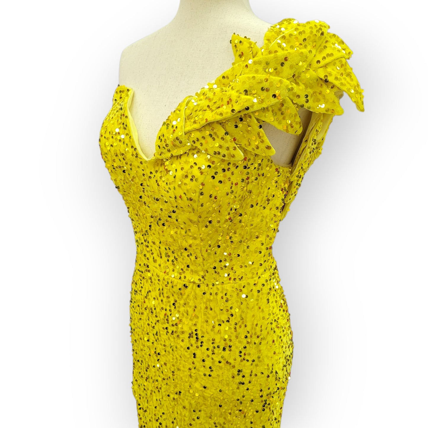 Elegant and Fun Sequin Evening Gown with Decorative Shoulder Strap