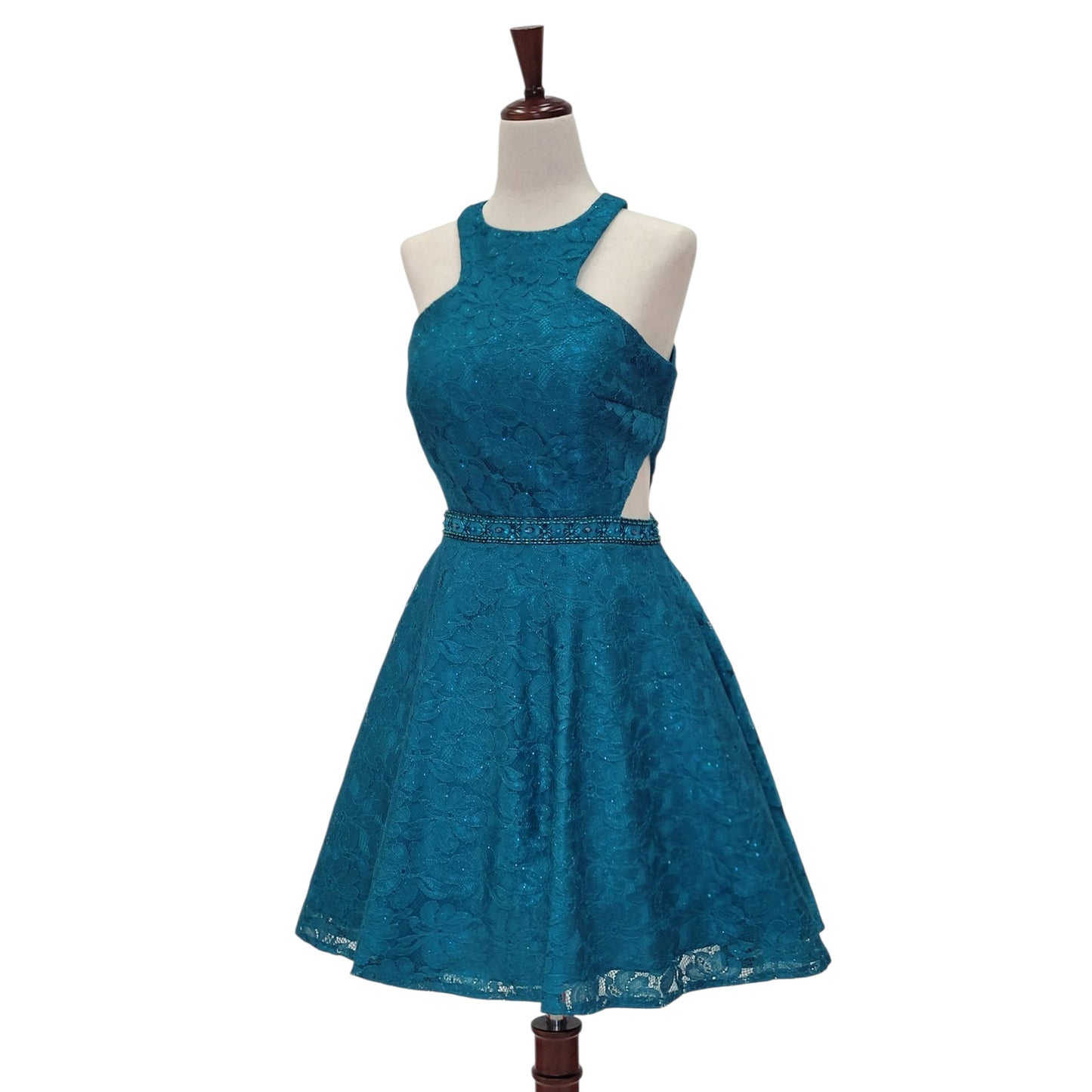 Fun Cutout Short Cocktail Dress in Teal