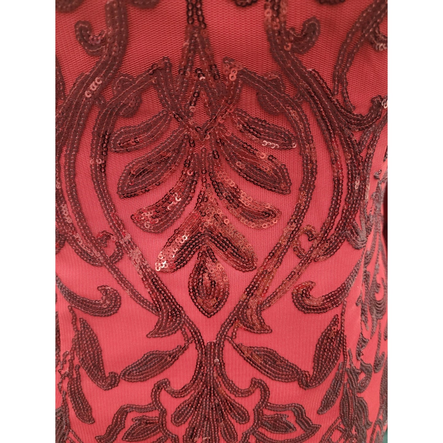 Long Sleeved Patterned Sequin Gown