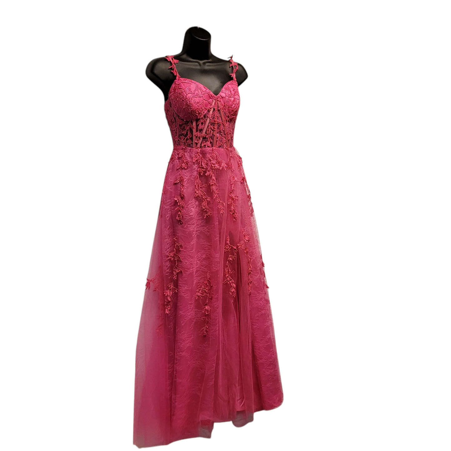 Hot Pink Vine Corset Dress