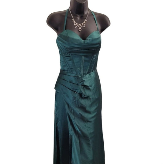 Evergreen Strappy Halo Dress Sweetheart Neckline with Corset Back