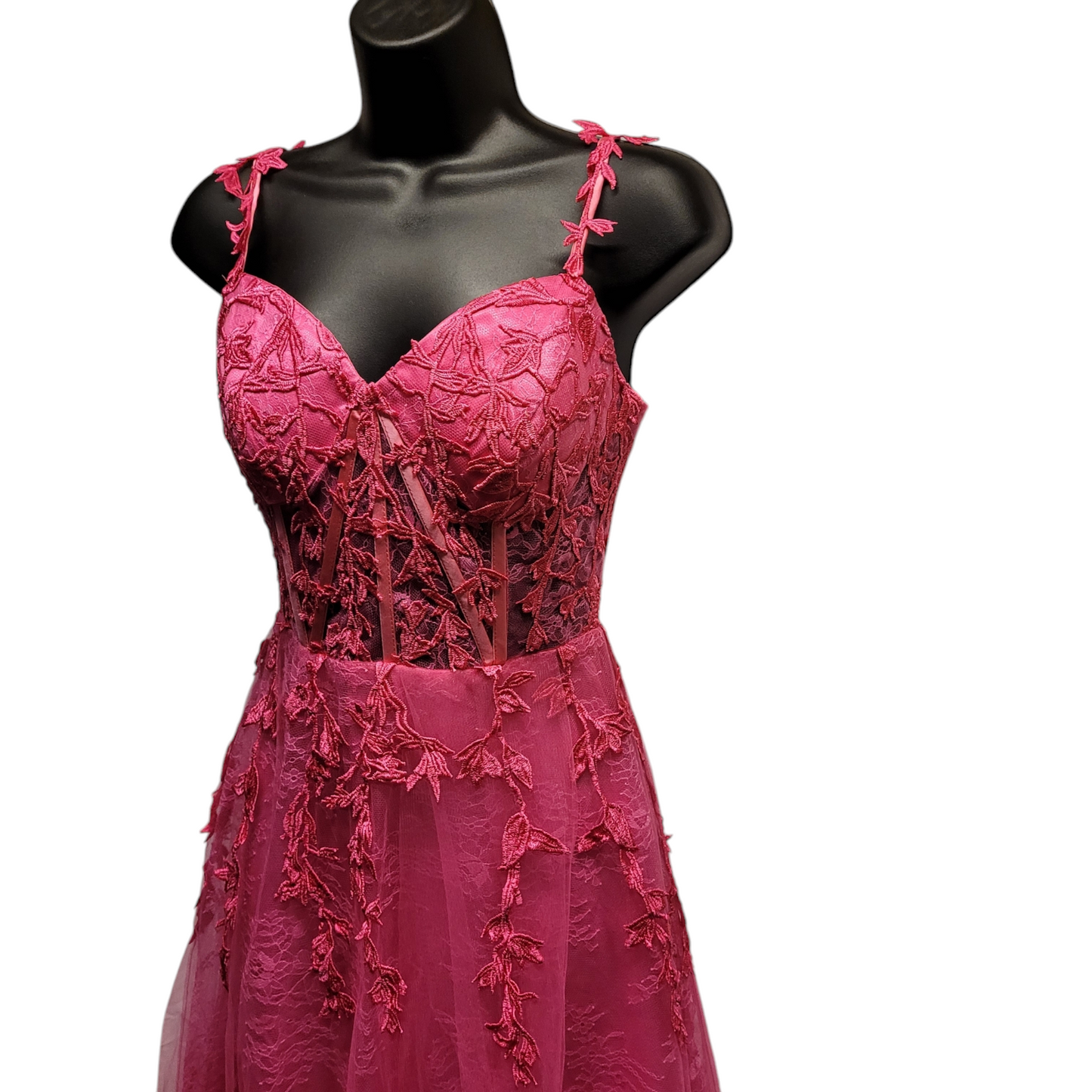 Hot Pink Vine Corset Dress