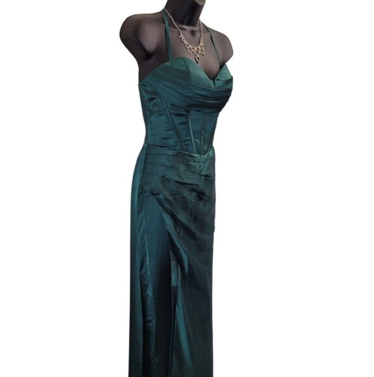 Evergreen Strappy Halo Dress Sweetheart Neckline with Corset Back