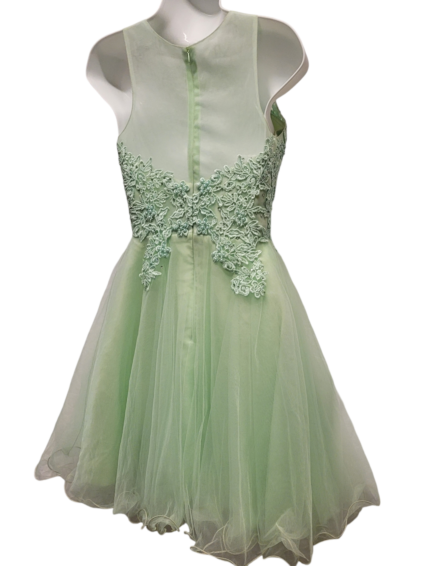 Women's Mint Green Short Mesh Sweetheart Dress