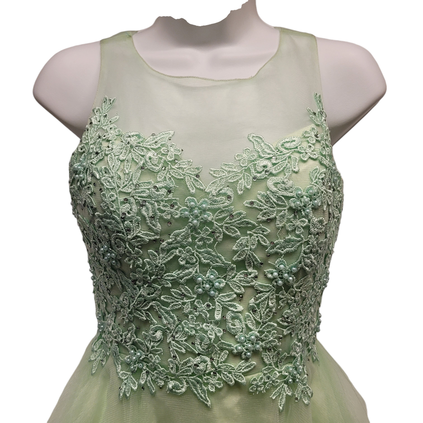 Women's Mint Green Short Mesh Sweetheart Dress