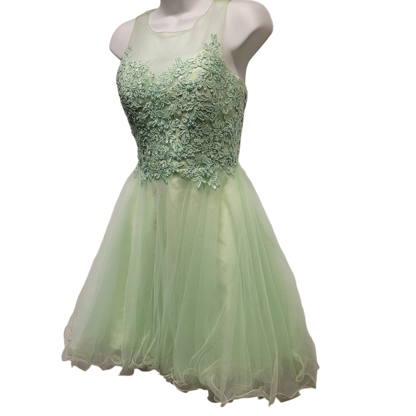 Women's Mint Green Short Mesh Sweetheart Dress