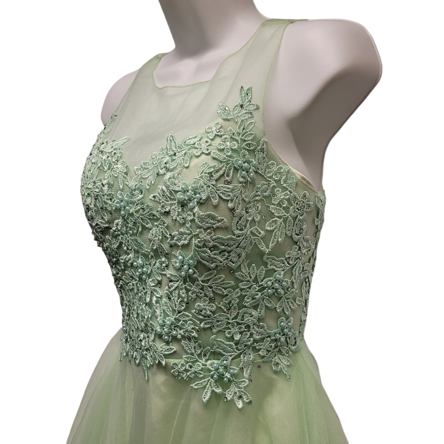Women's Mint Green Short Mesh Sweetheart Dress
