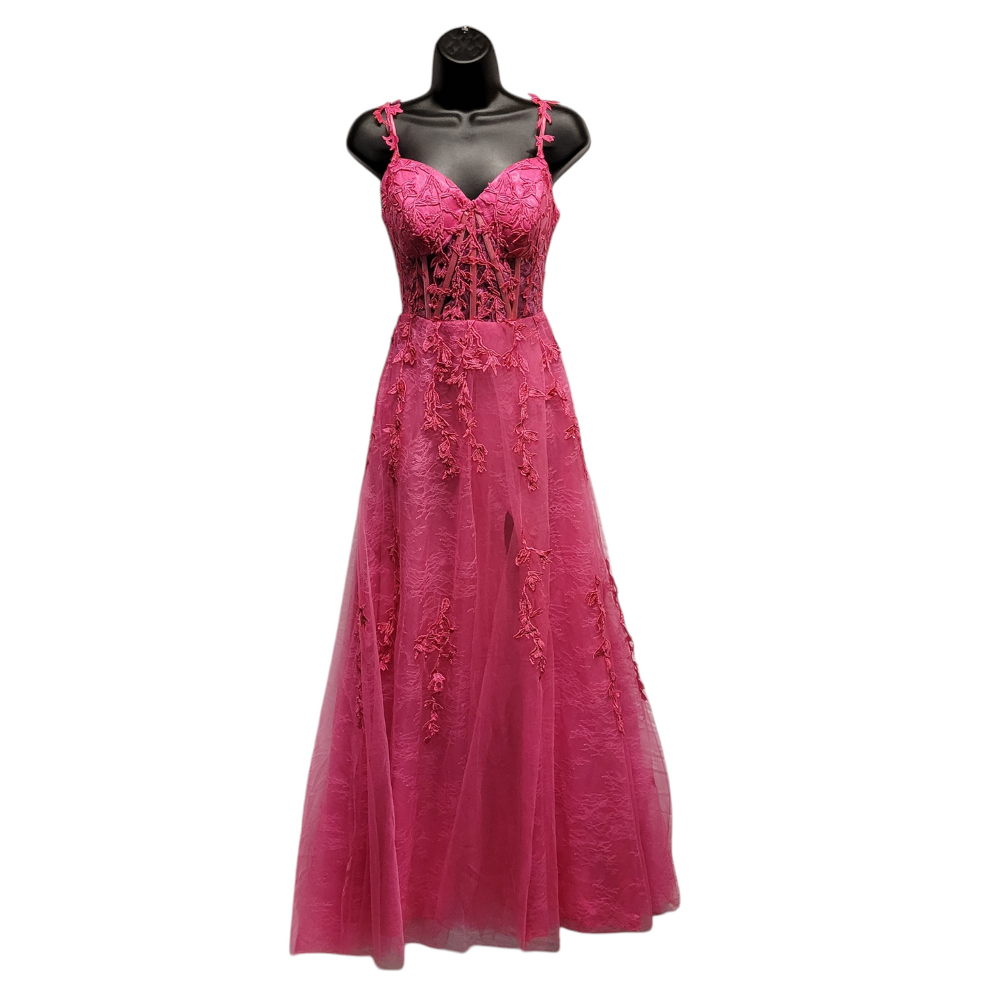 Hot Pink Vine Corset Dress