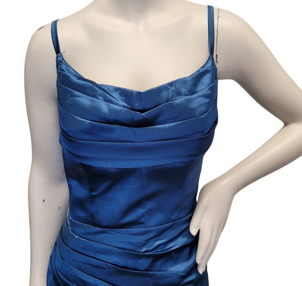 Teal Strappy Halo Dress Scoop Neckline with Corset Back