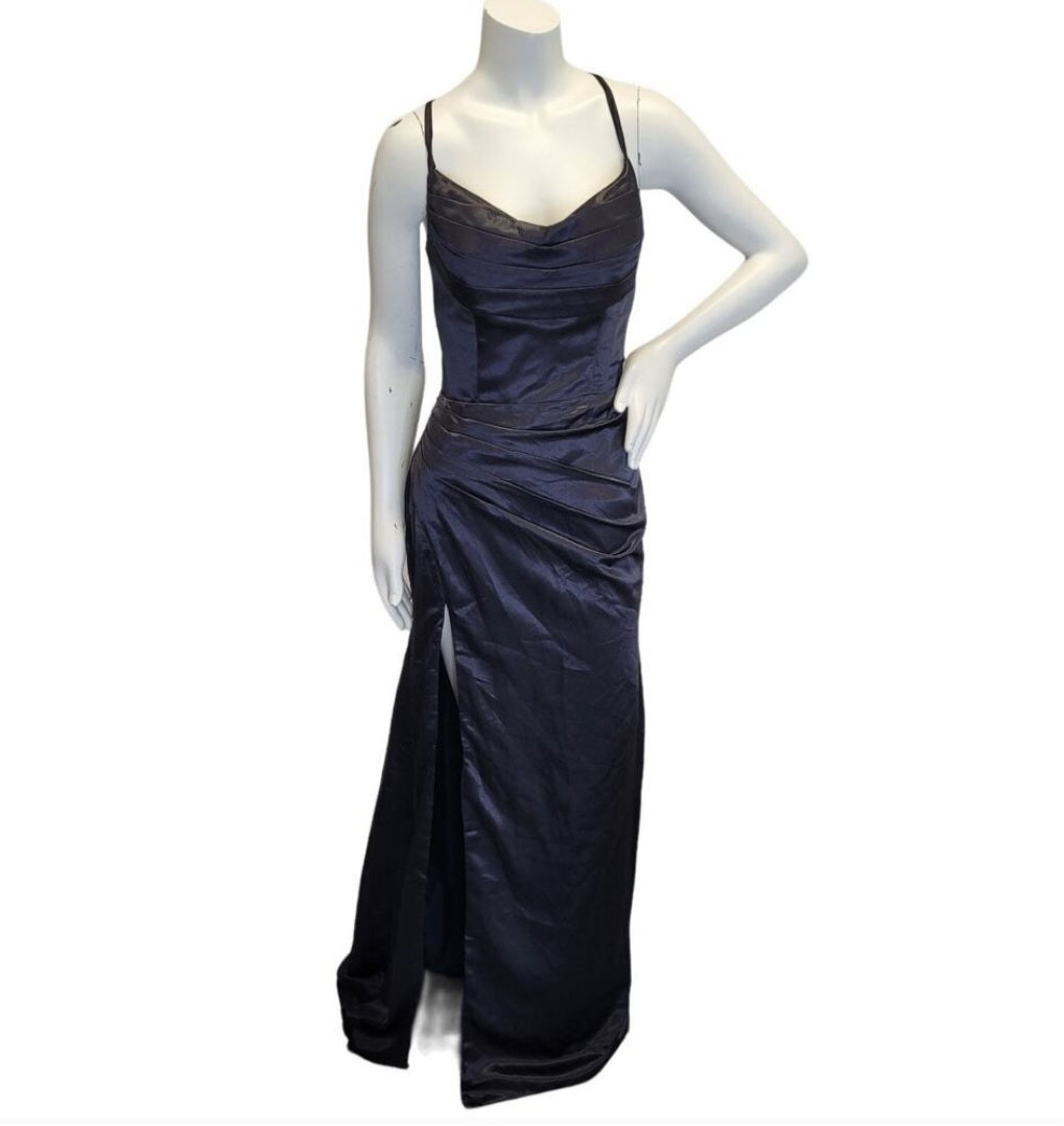 Black Strappy Halo Dress Scoop Neckline with Corset Back