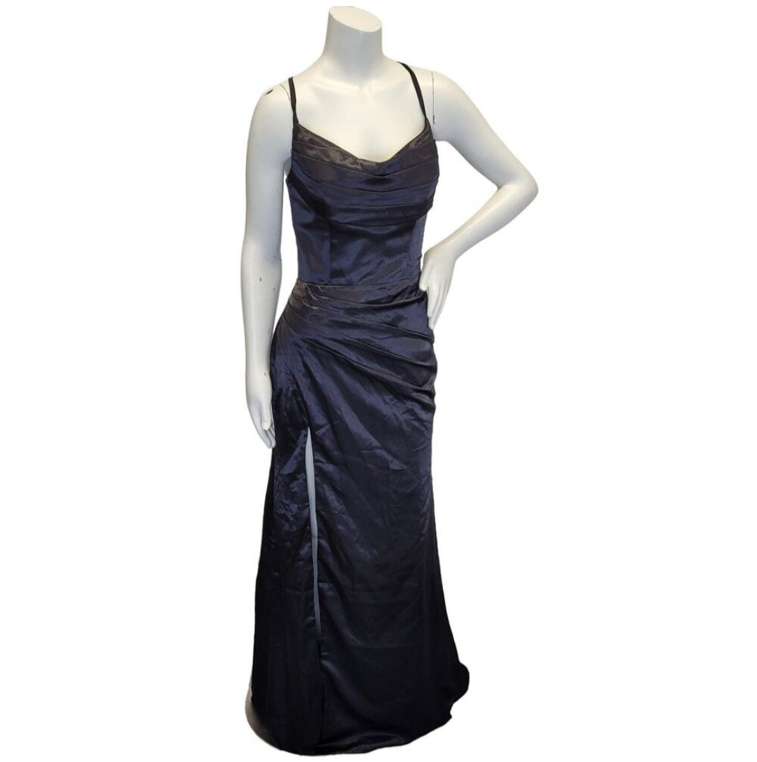 Black Strappy Halo Dress Scoop Neckline with Corset Back