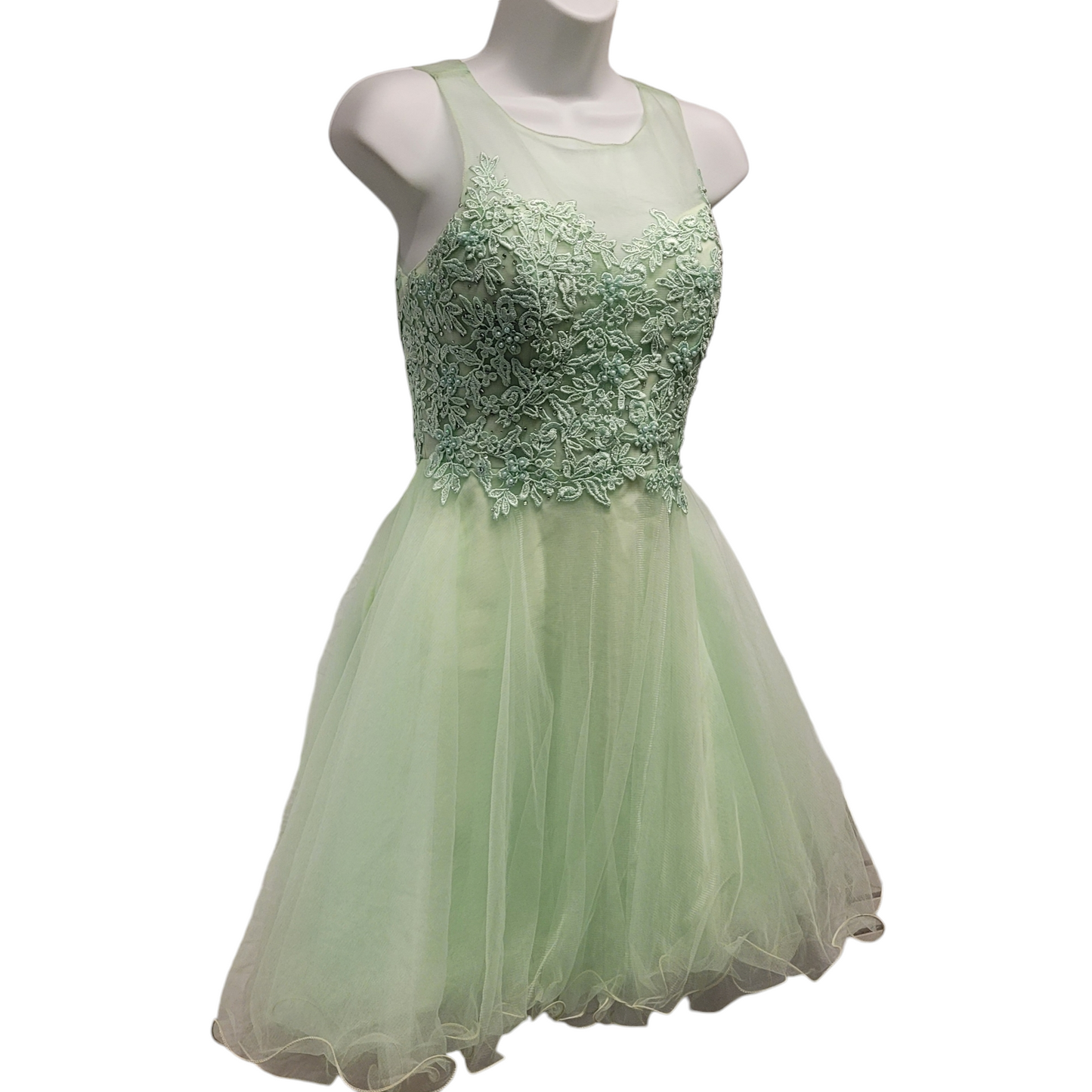 Women's Mint Green Short Mesh Sweetheart Dress