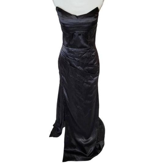 Black Strapless Halo Dress with Structured Bodice and Cat Ear Bust