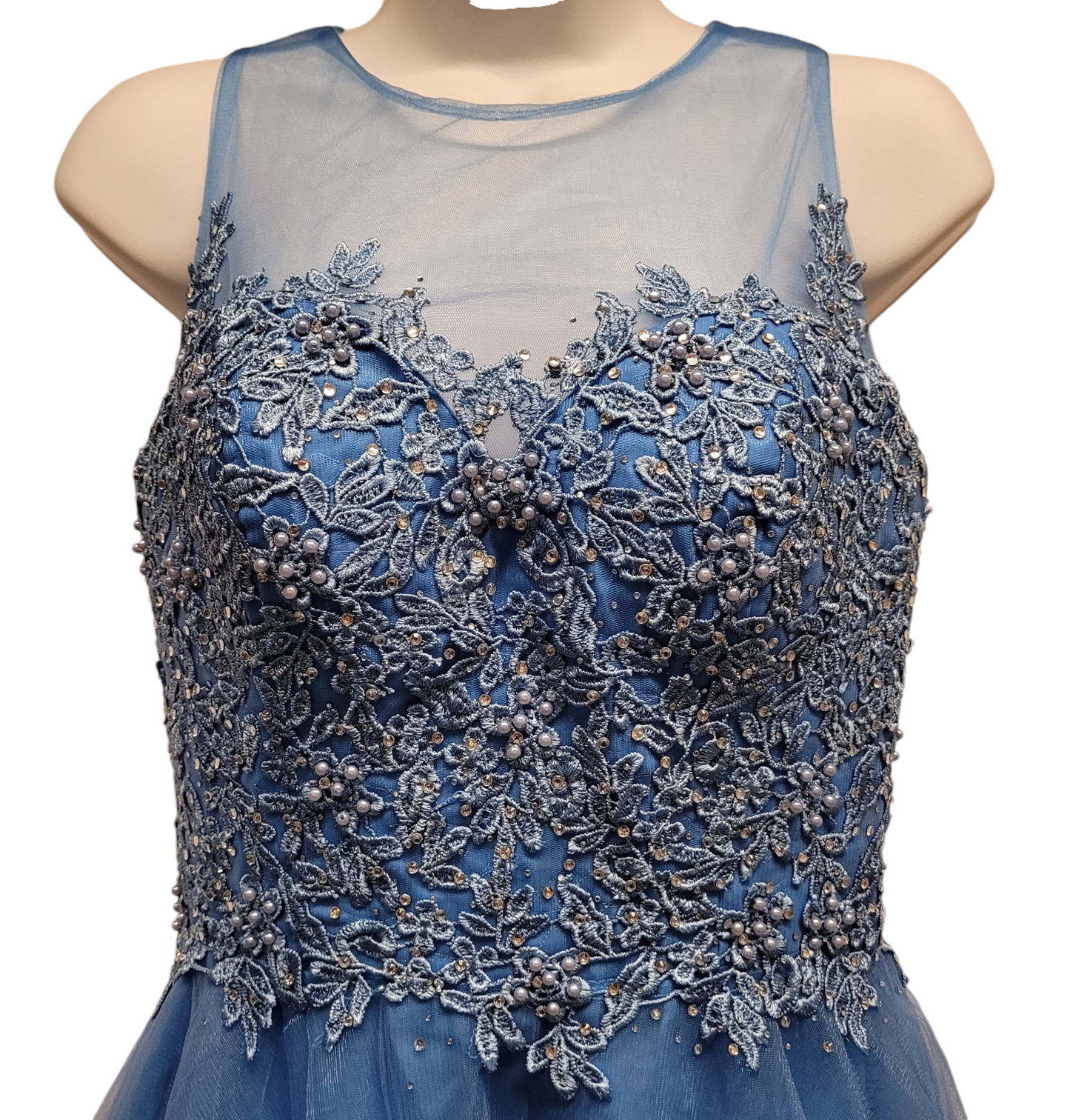Women's Peacock Blue Short Mesh Top Sweetheart Dress