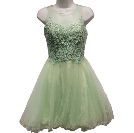 Women's Mint Green Short Mesh Sweetheart Dress