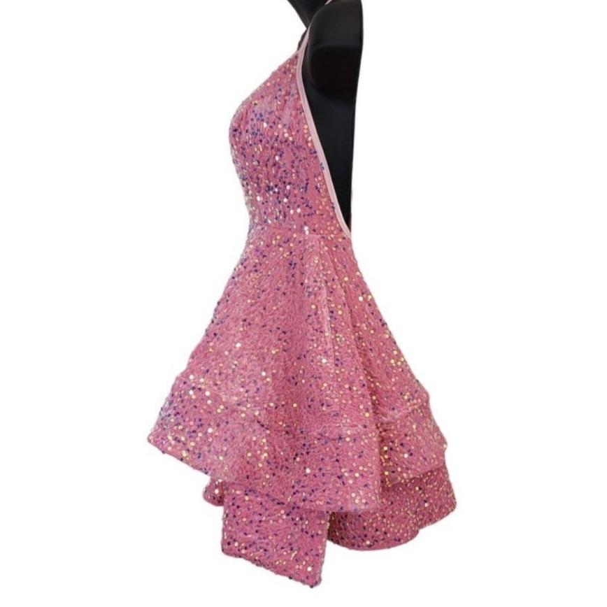 Women's Bubblegum Pink Scoop Neck Halter Short Dress