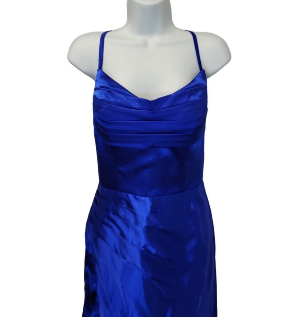 Sapphire Blue Strappy Halo Dress Scoop Neckline with Corset Back