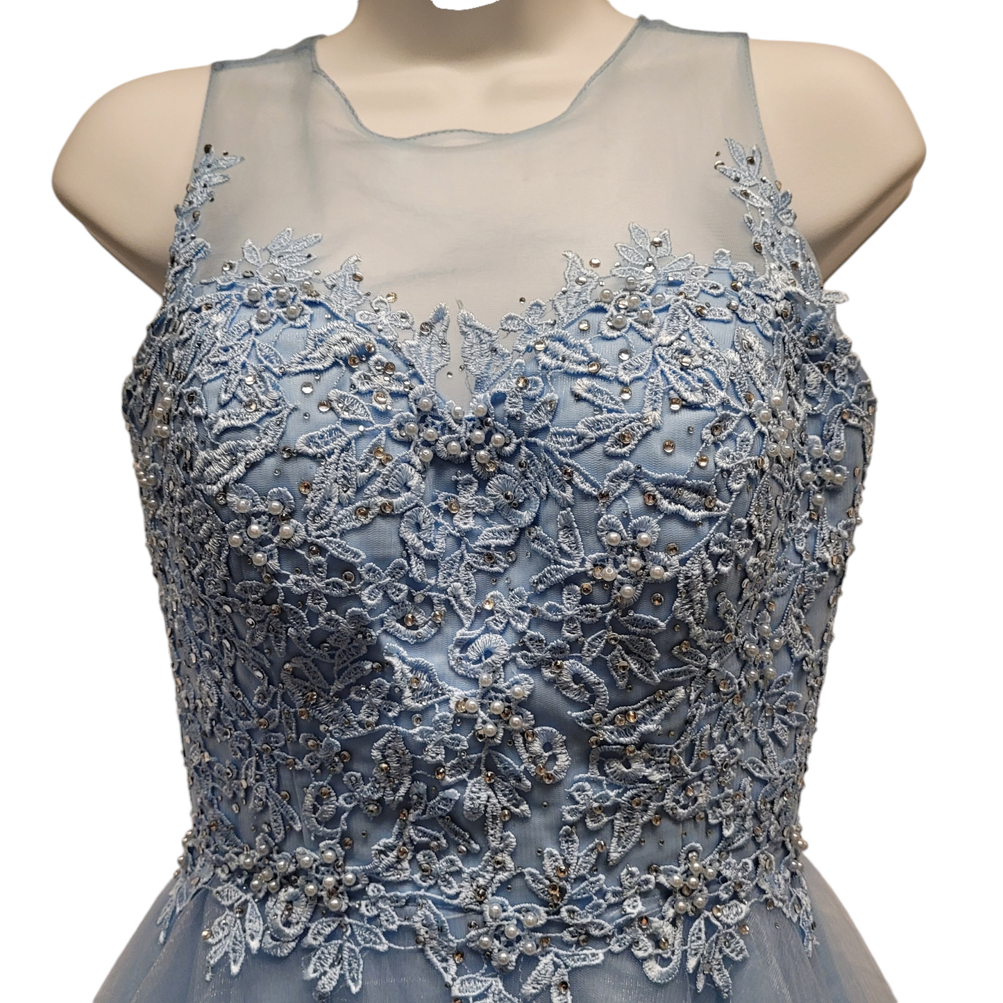 Women's Icy Blue Short Mesh Sweetheart Dress