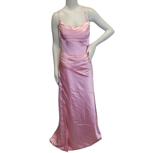 Bubblegum Pink Strappy Halo Dress Scoop Neckline with Corset Back